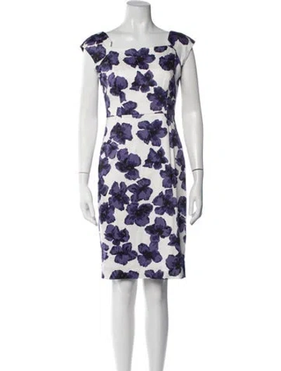Pre-owned Milly Floral Print Knee-length Dress In White