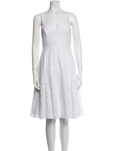 Pre-owned Milly Floral Print Knee-length Dress In White