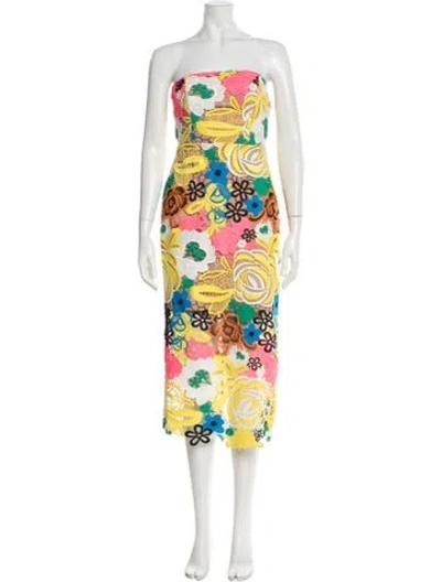 Pre-owned Milly Floral Print Knee-length Dress In Yellow