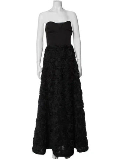 Pre-owned Milly Floral Print Long Dress In Black
