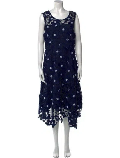 Pre-owned Milly Floral Print Long Dress In Blue