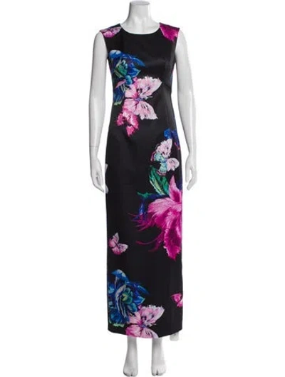 Pre-owned Milly Floral Print Long Dress In Multi