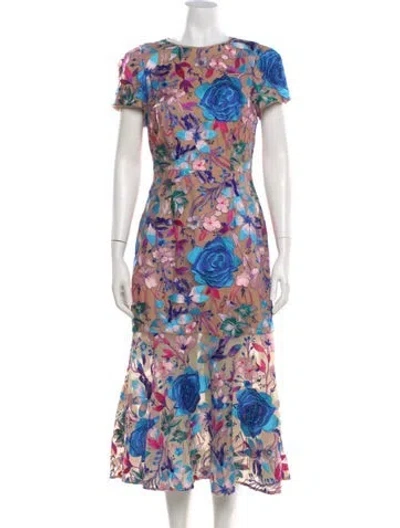 Pre-owned Milly Floral Print Long Dress In Multi