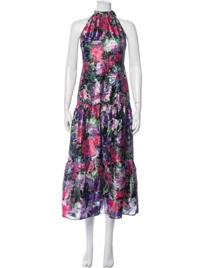 Pre-owned Milly Floral Print Long Dress In Multi