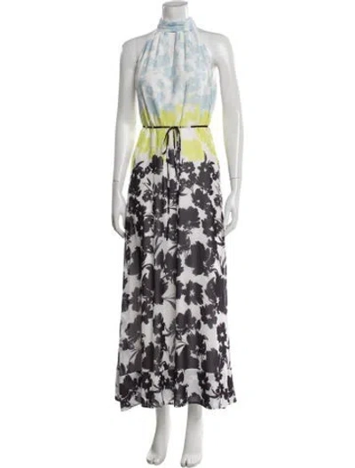 Pre-owned Milly Floral Print Long Dress In Multi