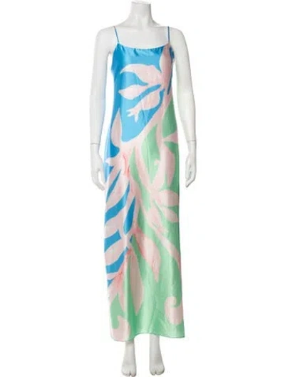 Pre-owned Milly Floral Print Long Dress In Multicolor
