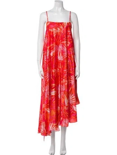 Pre-owned Milly Floral Print Long Dress In Orange