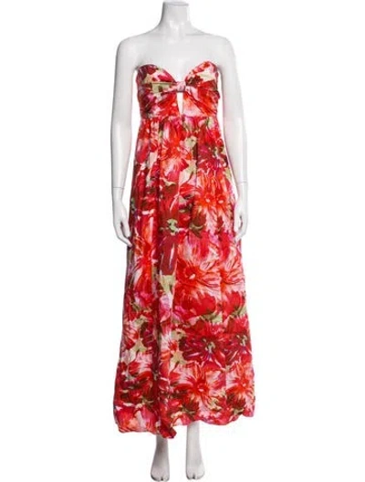 Pre-owned Milly Floral Print Long Dress In Orange