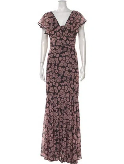 Pre-owned Milly Floral Print Long Dress In Pink