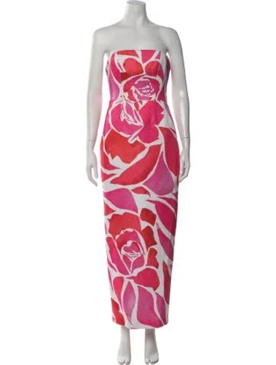 Pre-owned Milly Floral Print Long Dress In Pink