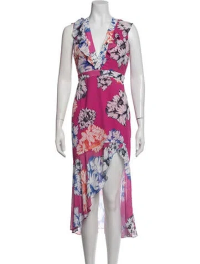 Pre-owned Milly Floral Print Long Dress In Pink