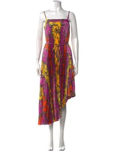 Pre-owned Milly Floral Print Long Dress In Purple