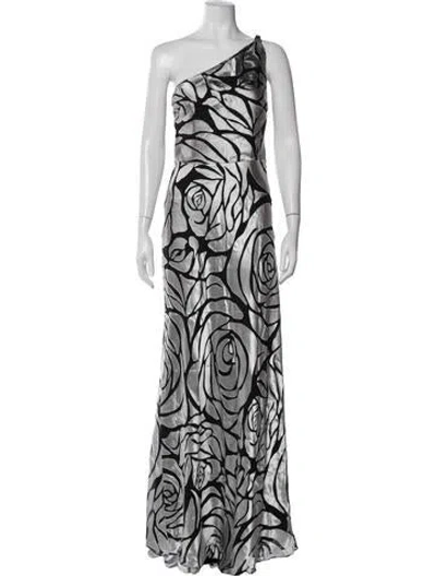 Pre-owned Milly Floral Print Long Dress In Silver