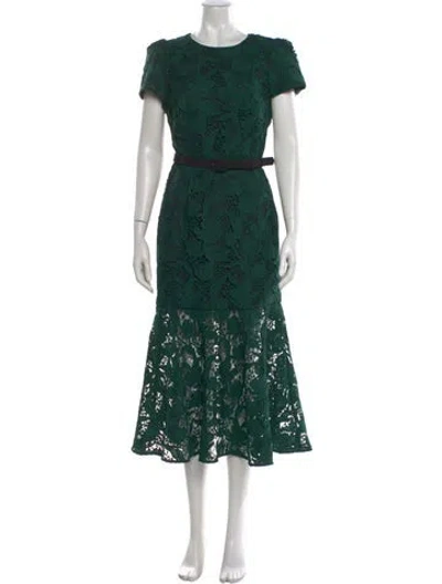 Pre-owned Milly Floral Print Long Dress W/ Tags In Green