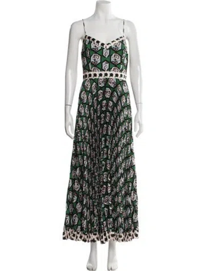 Pre-owned Milly Floral Print Long Dress W/ Tags In Green