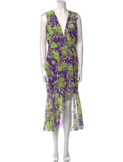 Pre-owned Milly Floral Print Long Dress W/ Tags In Multi