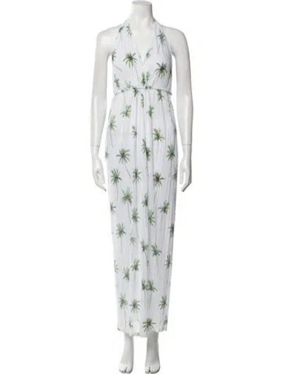 Pre-owned Milly Floral Print Long Dress In White