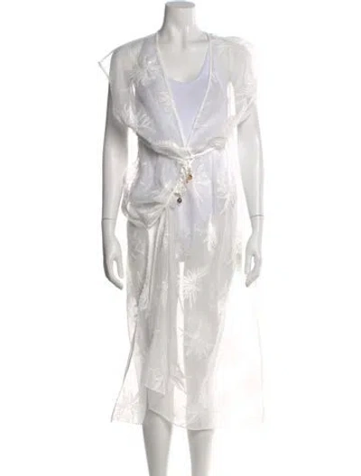Pre-owned Milly Floral Print Long Dress In White