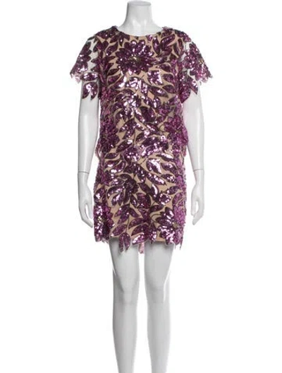Pre-owned Milly Floral Print Mesh Accents Skirt Suit In Multicolor
