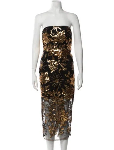 Pre-owned Milly Floral Print Midi Length Dress In Black