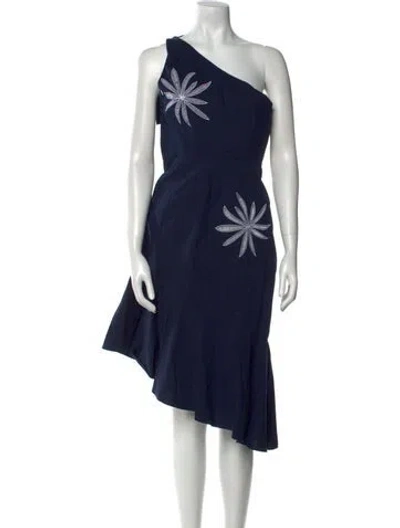 Pre-owned Milly Floral Print Midi Length Dress In Blue