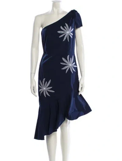 Pre-owned Milly Floral Print Midi Length Dress In Blue