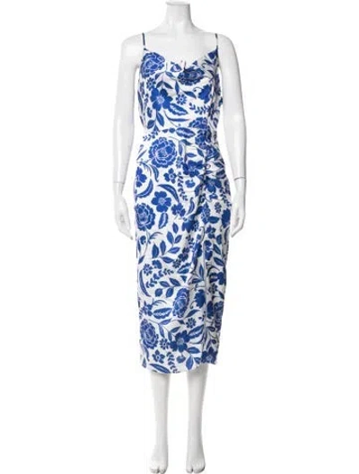 Pre-owned Milly Floral Print Midi Length Dress In Blue