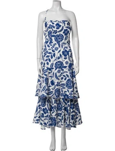 Pre-owned Milly Floral Print Midi Length Dress In Blue