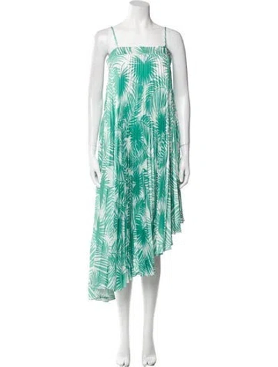 Pre-owned Milly Floral Print Midi Length Dress In Green