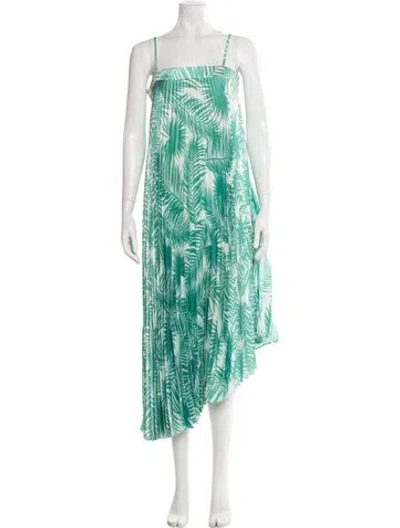 Pre-owned Milly Floral Print Midi Length Dress In Green