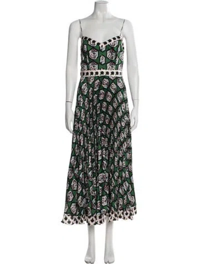 Pre-owned Milly Floral Print Midi Length Dress In Green