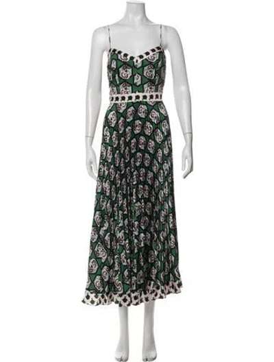 Pre-owned Milly Floral Print Midi Length Dress In Green