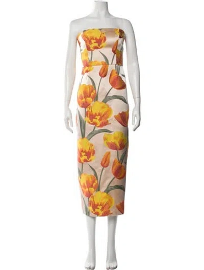 Pre-owned Milly Floral Print Midi Length Dress In Multi