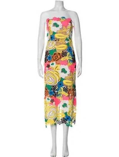 Pre-owned Milly Floral Print Midi Length Dress In Multi