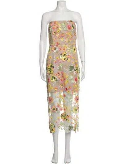 Pre-owned Milly Floral Print Midi Length Dress In Multicolor