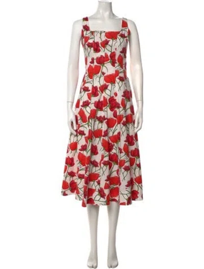 Pre-owned Milly Floral Print Midi Length Dress In Multicolor