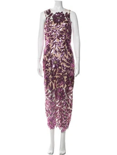 Pre-owned Milly Floral Print Midi Length Dress In Neutral