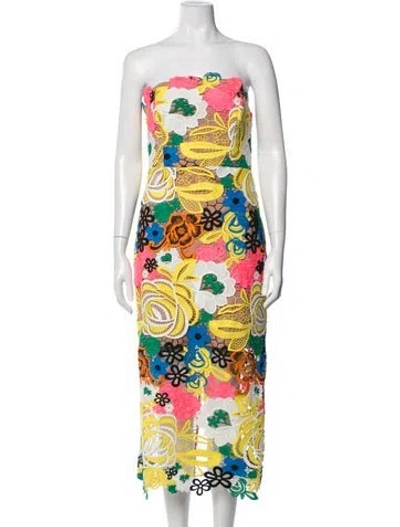 Pre-owned Milly Floral Print Midi Length Dress In Neutral