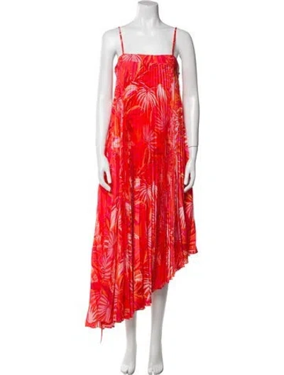 Pre-owned Milly Floral Print Midi Length Dress In Orange