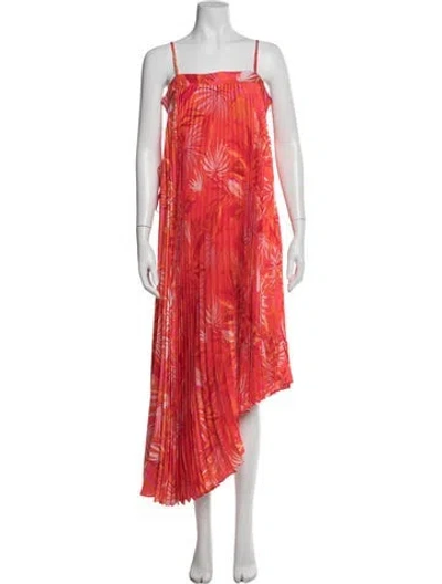 Pre-owned Milly Floral Print Midi Length Dress In Orange