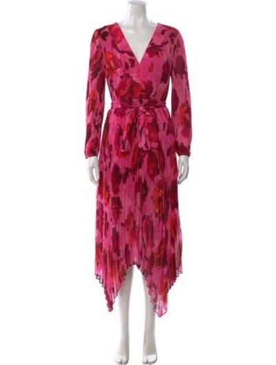 Pre-owned Milly Floral Print Midi Length Dress In Pink