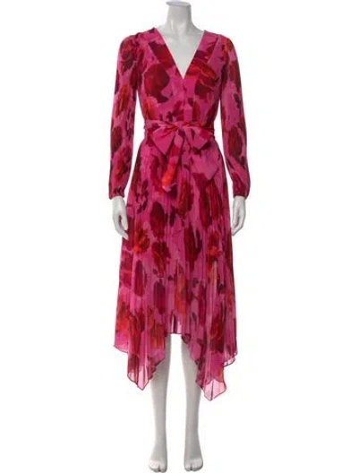 Pre-owned Milly Floral Print Midi Length Dress In Pink