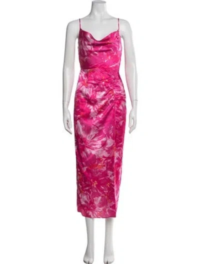 Pre-owned Milly Floral Print Midi Length Dress In Pink