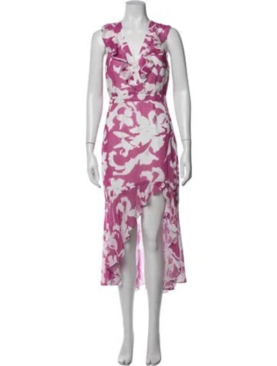 Pre-owned Milly Floral Print Midi Length Dress In Pink