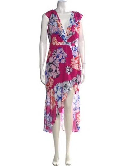 Pre-owned Milly Floral Print Midi Length Dress In Pink