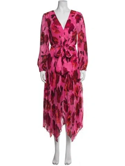 Pre-owned Milly Floral Print Midi Length Dress In Pink