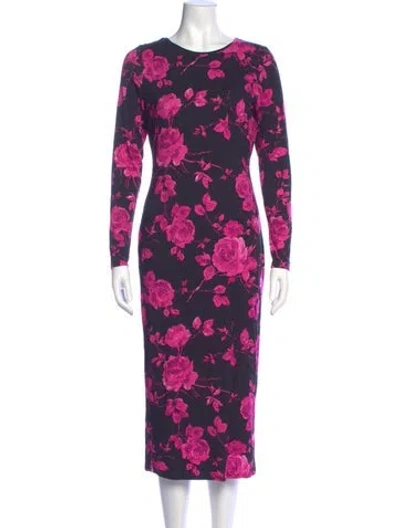 Pre-owned Milly Floral Print Midi Length Dress In Purple