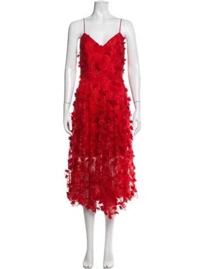 Pre-owned Milly Floral Print Midi Length Dress In Red