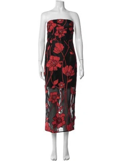 Pre-owned Milly Floral Print Midi Length Dress In Red