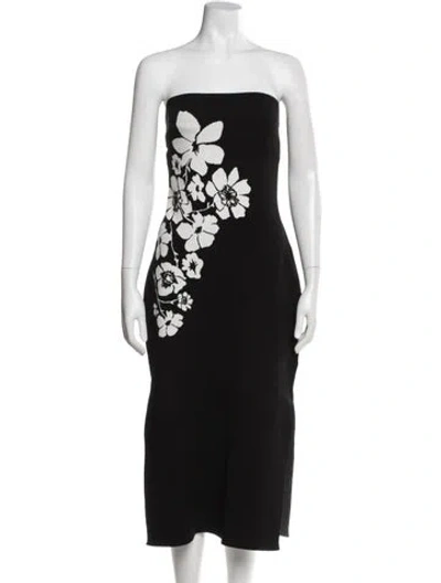 Pre-owned Milly Floral Print Midi Length Dress W/ Tags In Black